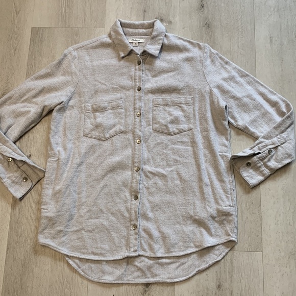 Madewell Gray Flannel Sunday Shirt with Pockets Size‎ XS - Picture 6 of 13